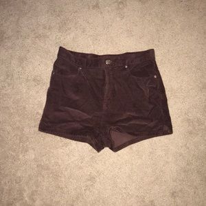 BDG maroon corduroy high waisted shorts
